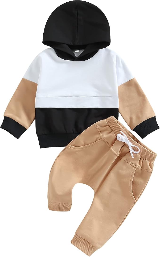 Thorn Tree Infant Baby Boys Pants Set Hooded Solid Sweatshirt Top Pocket by ThornTree