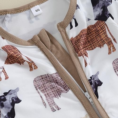 Western Baby Cowboy Clothes Neutral Zipped Fall Romper Outfit - Image 6