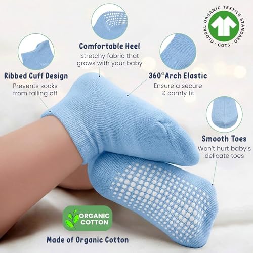 GOTS Organic Cotton Blend Ankle Toddler Socks 6M-12M-2t-3t-4t-5t Baby Gift - Image 3