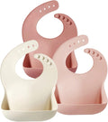 PandaEar Set of 3 Silicone Baby Bibs, Waterproof Soft Adjustable Bibs by PandaEar