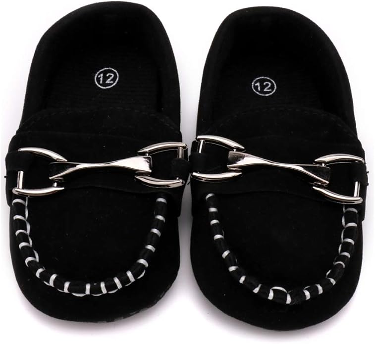 LONSOEN Baby Girls Boys Loafers Prewalker Dress Crib Shoes