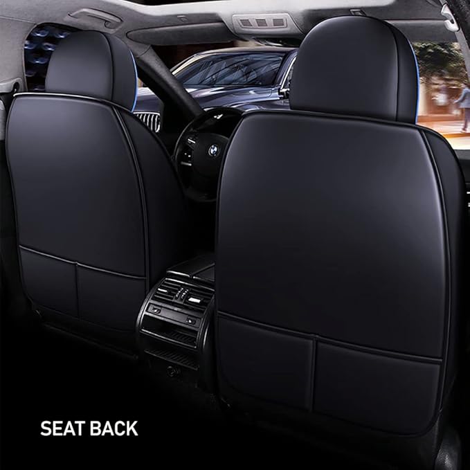 Auto Front Seat Covers fir for Suzuki 1999-2025 95% Models, Front Split Bench Protection Compatible with Side Airbag Black & Blue Line
