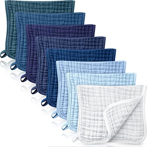 Remagr 8 Packs Muslin Burp Cloths Large 20" x 10", 6 Layers Unisex Baby by Remagr