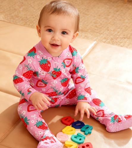 uideazone Baby Girls Footed Pajamas, Zip Sleeper - Image 3