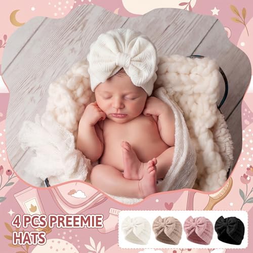 Cuffbow 4 Pcs Preemie Hats Baby Cap - Image 4