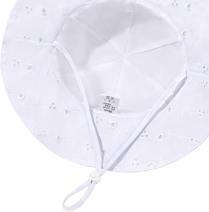 Baby Girl Sun Hat with UPF 50+ Outdoor Adjustable Beach Hat with Wide Brim - Image 5