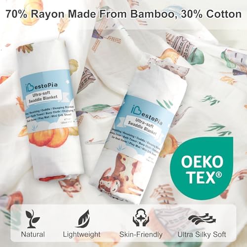 Baby Swaddle Blankets, Bamboo Muslin Receiving Blanket | 2-Pack, Lightweight & - Image 2