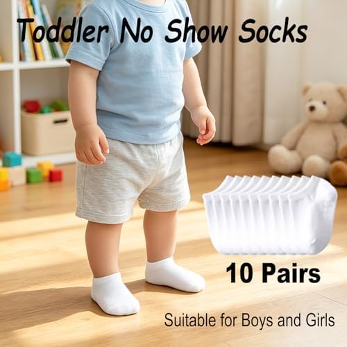 Toddler No Show Socks 10 Pairs Cotton Non Slip Baby Socks - Image 7
