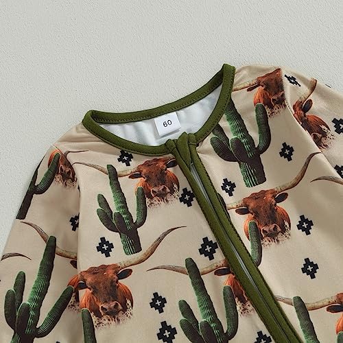 Western Baby Cowboy Clothes Neutral Zipped Fall Romper Outfit - Image 5