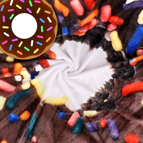 SeaRoomy 71in Chocolate Donut Blanket, Funny Food Throw Blanket - Image 3