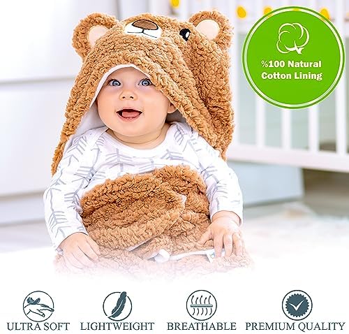 Baby Swaddle Blanket Bear 0-6 Months Cute Organic Ultra Soft Plush NewBorn Baby - Image 3
