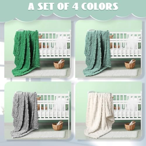 VitalCozy 4 Pcs Fleece Baby Blankets 3D Plush Soft Newborn, Warm Receiving - Image 4