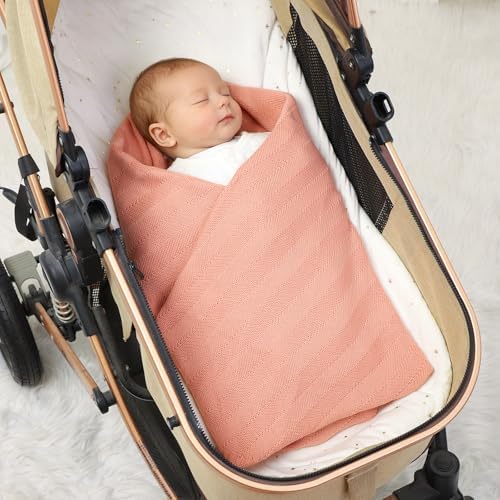 Avibae Knitted Baby Throw Blanket, Solid Color Swaddling Receiving Blanket - Image 7