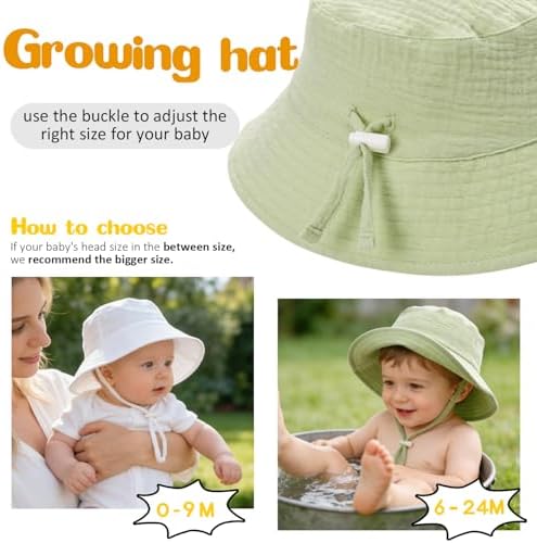 Baby Sun Hat Infant Toddler Summer Cotton Yarn Beach Bucket Hat - Image 5