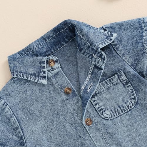 Baby Girl Denim Outfit Button Romper Jean Jumpsuit Shorts Overalls Toddler - Image 4