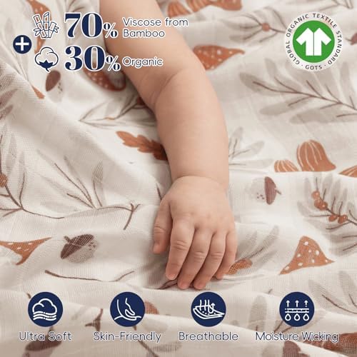 PHF Muslin Swaddle Blankets for Newborn, Large 47x 47 Inches 4 Pack Organic - Image 2
