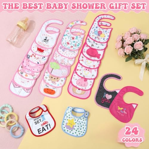 HooLing 24 Pcs Waterproof Baby Bibs, Soft Cotton Toddler Drool Bibs - Image 6