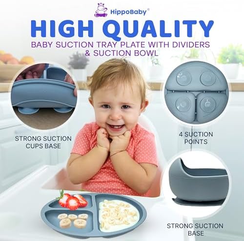 HippoBaby Baby Led Weaning Supplies | 10 Piece Silicone Baby Feeding Set | Baby - Image 4