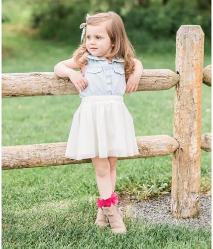 Girls Ruffle Socks Double Lace Turn Cuff Frilly Church Dress Socks - Image 3