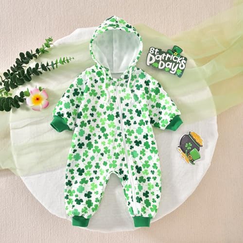 Unutiylo Unisex Baby Boys Girls Long Sleeve Infant Baby Zipper Hooded Jumpsuits - Image 3