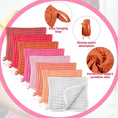 8 Packs Muslin Burp Cloths Large 20" x 10", 6 Layers Unisex Baby Absorbent 100% - Image 2