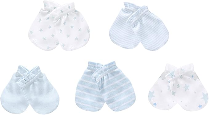 Baby Hat and Mittens Set Newborn Baby Hats Caps for Baby Boys Girls 0-6 Months 100% Cotton
