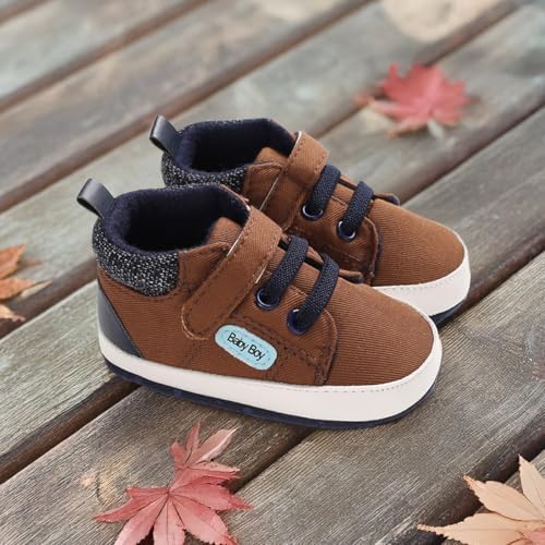 Meckior Toddler Baby Boys Girls High Tops Ankle Sneakers Soft Anti-Slip Sole PU - Image 4