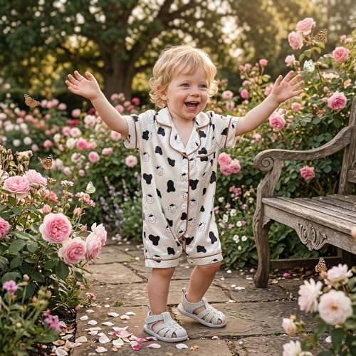Kuriozud Baby Girl Boy Romper Pajamas Onesie Short Sleeve Button Down Pjs - Image 3