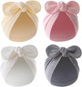 4PCS Newborn Baby Bow Knot Turban Hat Infant Toddler Hospital Hat Cotton Head by ILUFAM