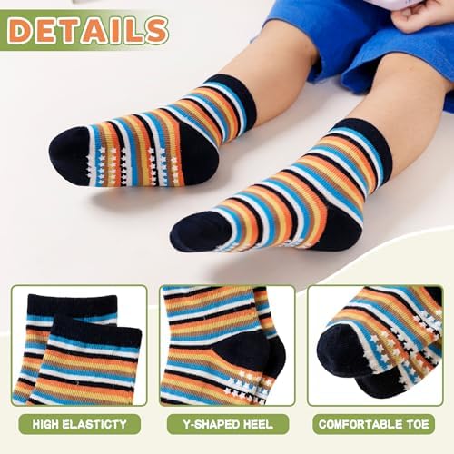 Toddler Non Slip Grips Socks Kids Anti Skid Baby Boys Girls Cotton Crew Socks - Image 4