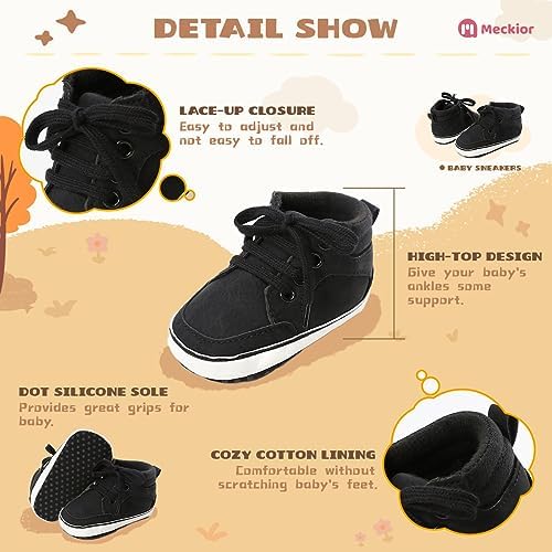 Meckior Toddler Baby Boys Girls High Tops Ankle Sneakers Soft Anti-Slip Sole PU - Image 5