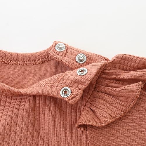 Baby Girl Knit Ruffle Outfit Clothes Ribbed 100% Organic Cotton Solid Color - Image 5