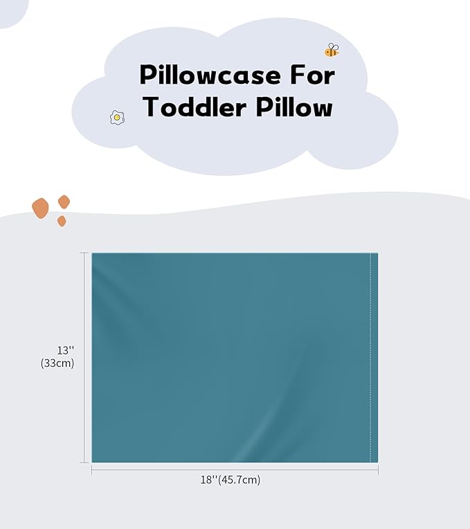 Deep Dream Toddler Pillowcases for 13x18 Pillow 2 Pack, 100% Cotton Travel Pillow Case Cover, 600 Thread Count Cotton Pillow Covers, Soft & Breathable Small Pillow Cases Envelope Closure, Dark Teal