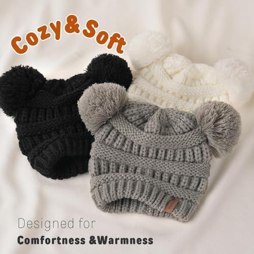 FURTALK Baby Winter Knitted Beanie Hat Soft Warm Pom Poms Toddler Skull Cap - Image 2