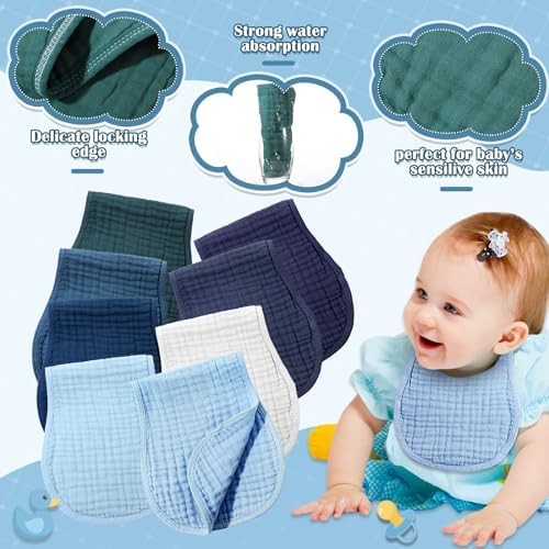 Frienda 8 Pack Muslin Burp Cloths - Image 3
