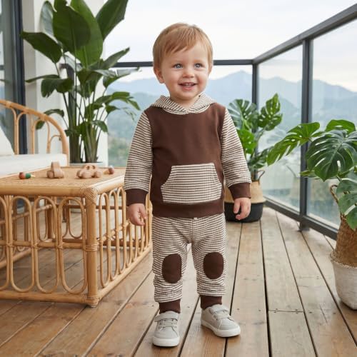 Infant Baby Boy Fall Winter Clothes Outfit Hooded Long Sweatshirt Pant Set - Image 4