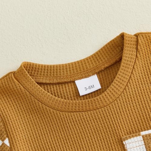 Newborn Baby Boy Girl Clothes Checkered Plaid Romper Waffle Knit Short Sleeve - Image 5