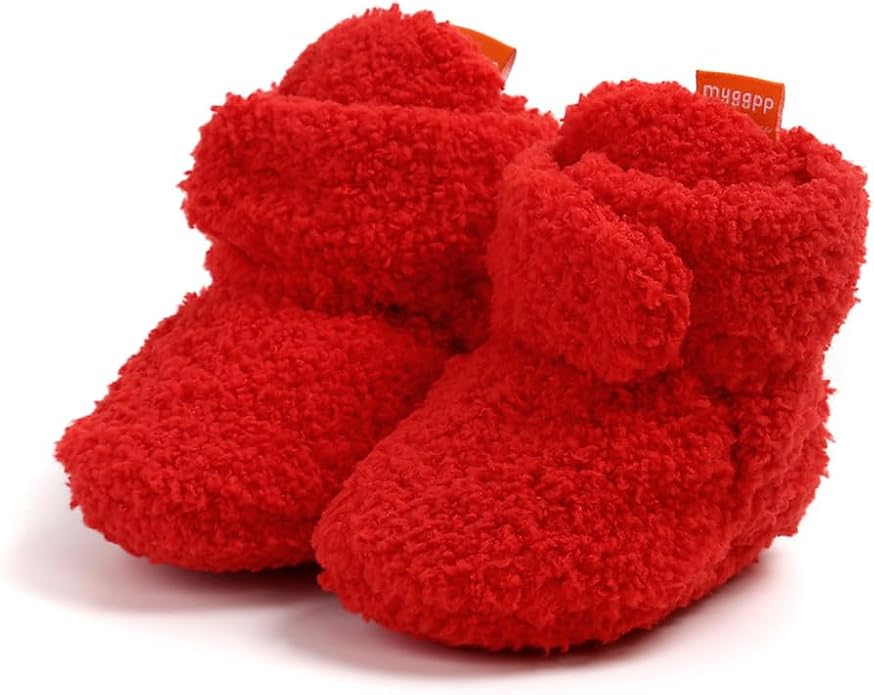 Baby Booties Cozy Fleece Slippers Soft Baby Shoes by GDSDYM