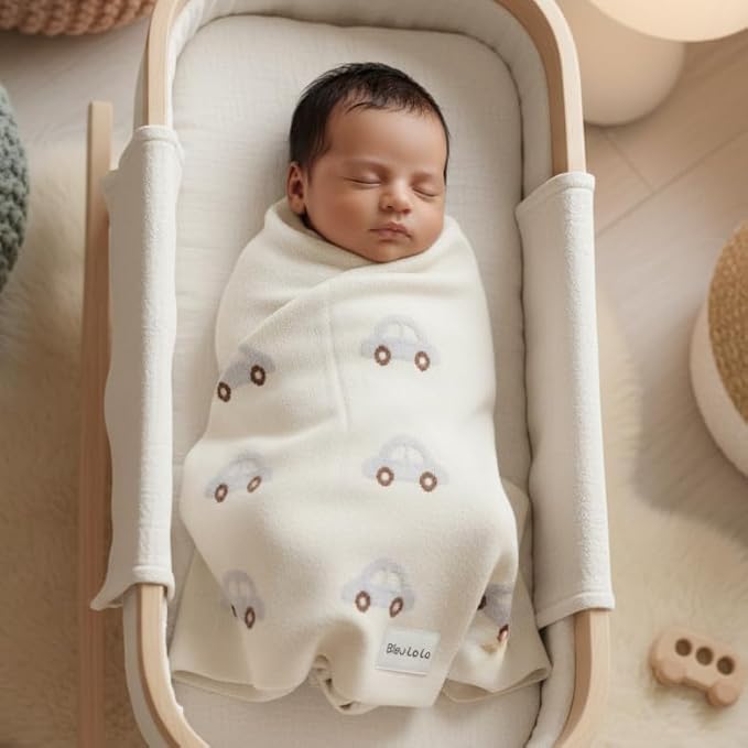 Knit Baby Blanket for Girls and Boys 100% Cotton Buttery Soft Cozy Receiving - Image 4