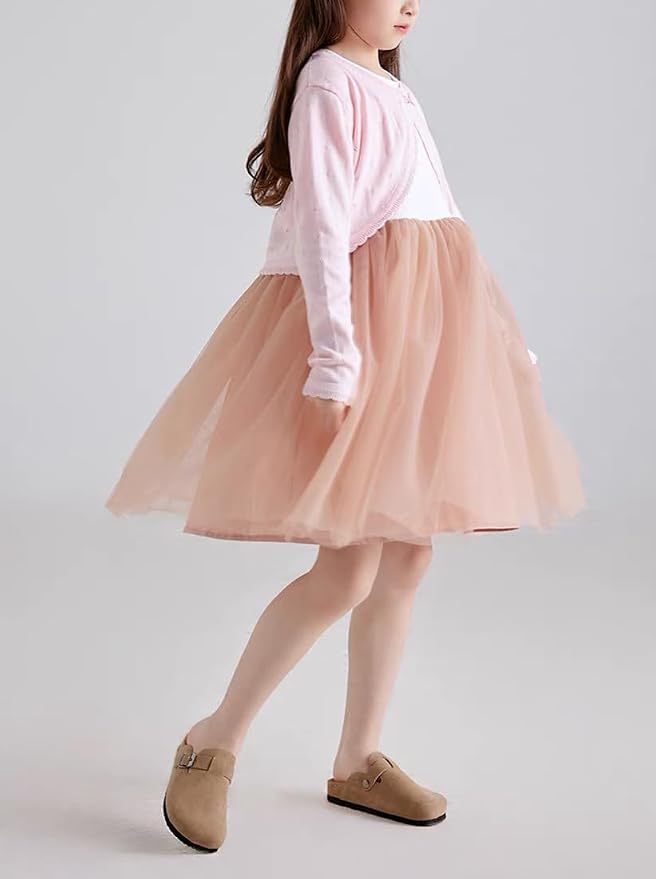 Toddler Girls Cardigan Sweater Bolero Shrug Baby Kids Long Sleeve Cropped Dress - Image 8