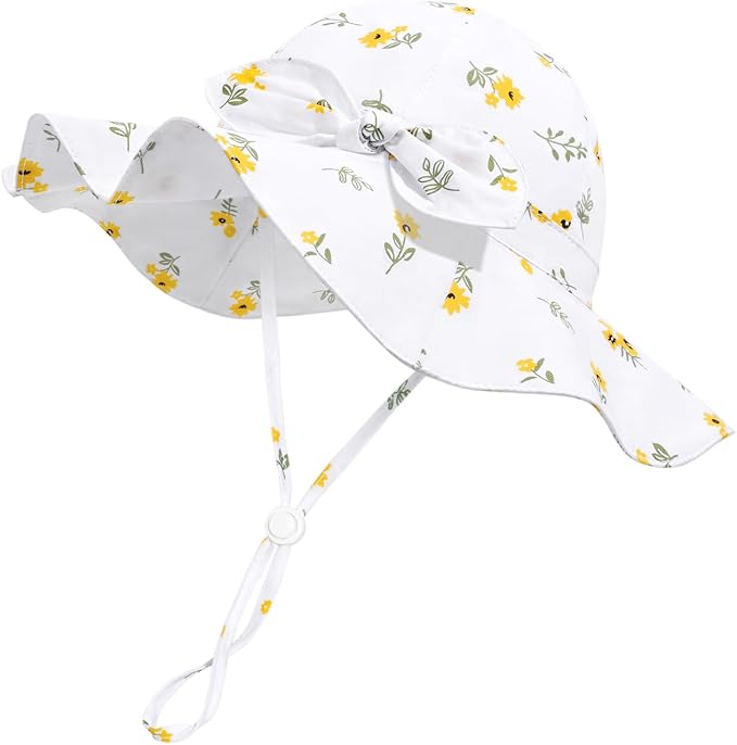 Baby Girl Sun Hat with UPF 50+ Outdoor Adjustable Beach Hat with Wide Brim by DANMY