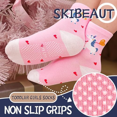 SkiBeaut Baby Toddlers Girls Socks, 12 Pairs Non Slip Kids Grips Toddler Grippy - Image 4