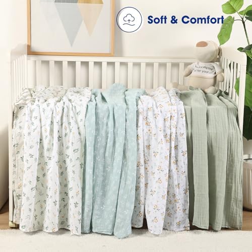 david's kids 4 Pack Baby Muslin Swaddle Blankets, 100% Cotton and Ultra Soft - Image 3