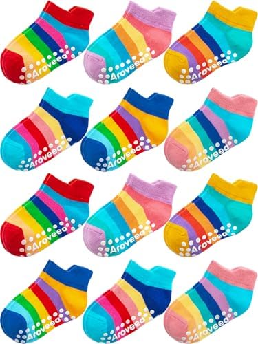 Aroveea Toddler Socks Non Slip Grip Ankle Baby 12 Pack by Aroveea