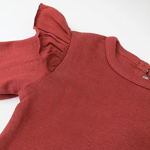 HonestBaby Baby Girls' 5-pack Long Sleeve Ruffle Shoulder Bodysuits 100% - Image 2