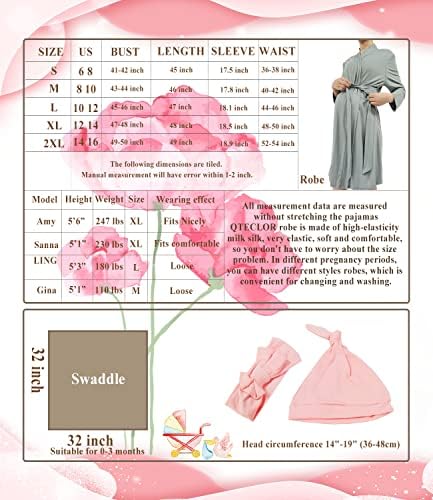 Maternity Robe with Matching Swaddle Blanket Set, Maternity Barhrobe Delivery - Image 4