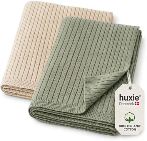 Receiving Blankets, 100% Organic Cotton Knit, Baby Swaddle 2-Pack | by huxie