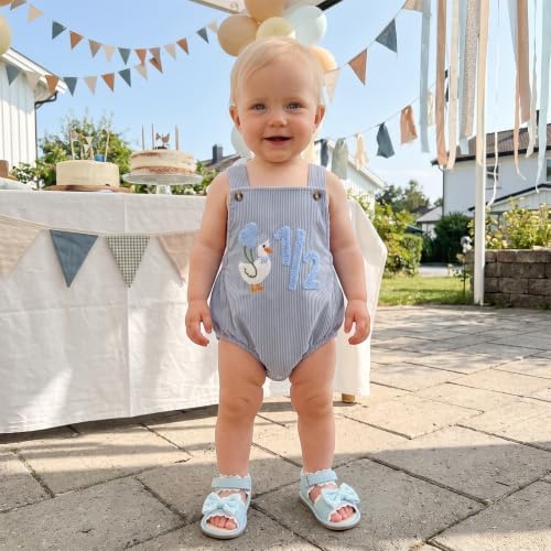 Honganda Baby Boy 1/2 Birthday Outfit Half Way to One Cake Smash Romper - Image 4