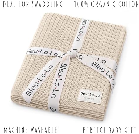 100% Organic Cotton Baby Blanket – Luxury Stretch Ribbed Knit, Gender Netural - Image 3