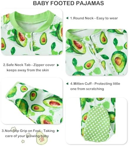 uideazone Baby Girls Footed Pajamas, Zip Sleeper - Image 5